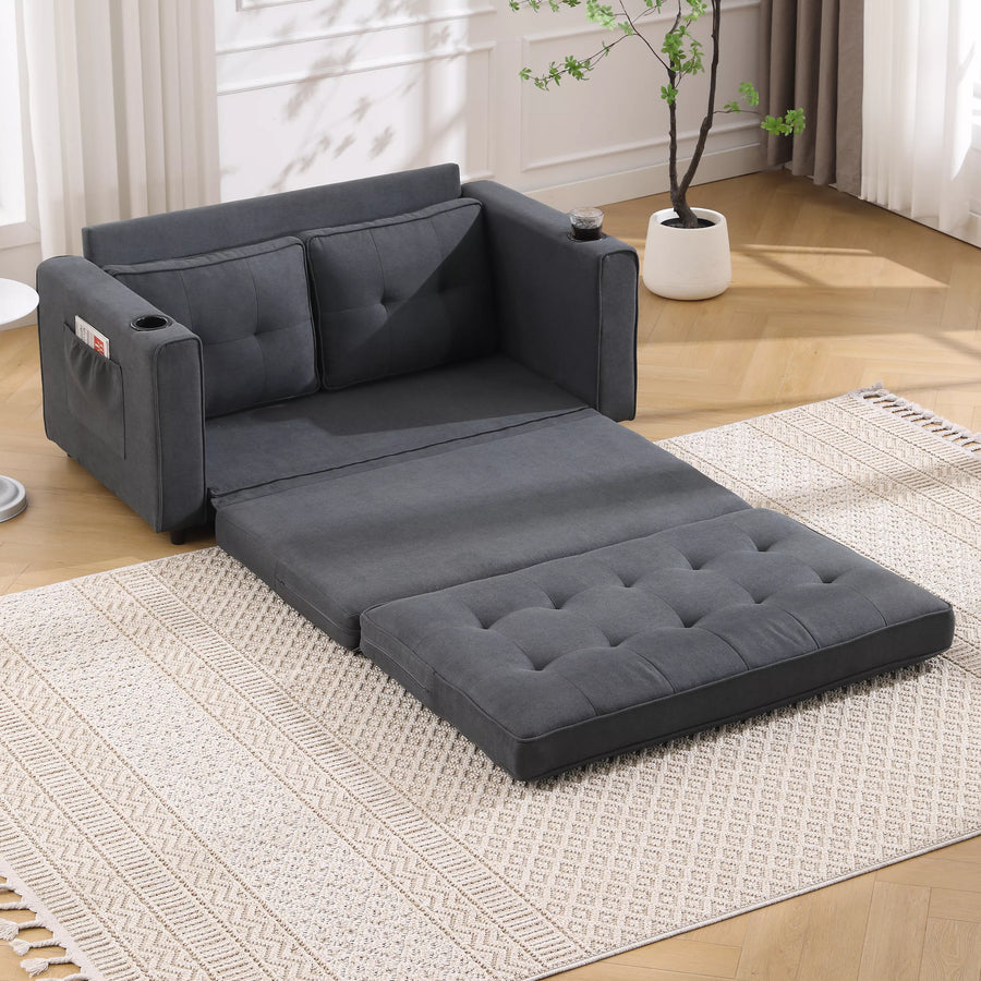 Folding Futon Sleeper Sofa with Pull Out Couch Bed,Modern Velvet Loveseat Sleeper Convertible to Full Size Floor Couches Bed for Living Room Bedroom Small Space