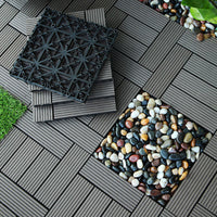 12''x12'' Wood Composite Deck Tiles -Circle Gray (Pack of 10)