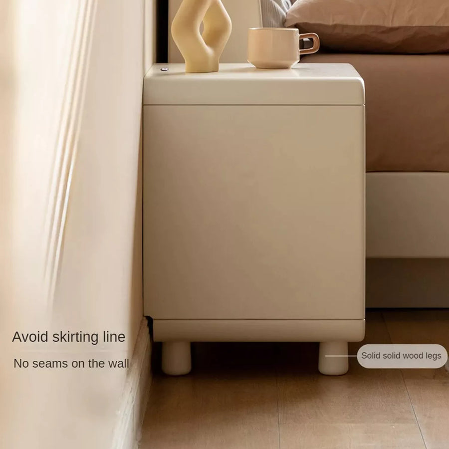 Rubber wood, Poplar solid wood Light nightstand cream style