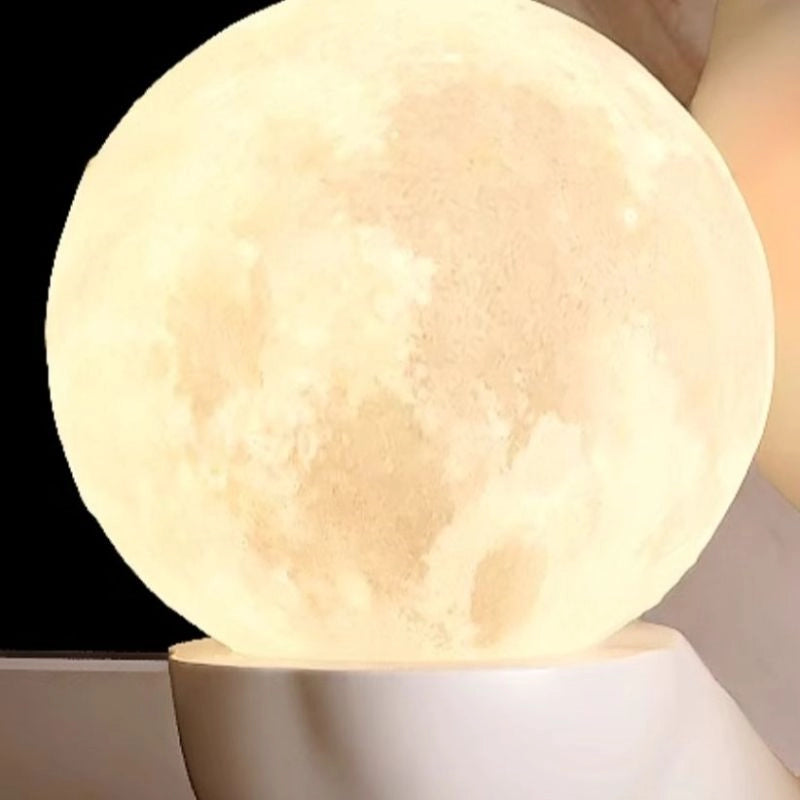 White Resin Rabbit Moon Floor Lamp Sculpture Ornament Decor Living Room Bedroom