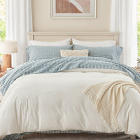 100% Washed Cotton Gingham Bed Sheet Set