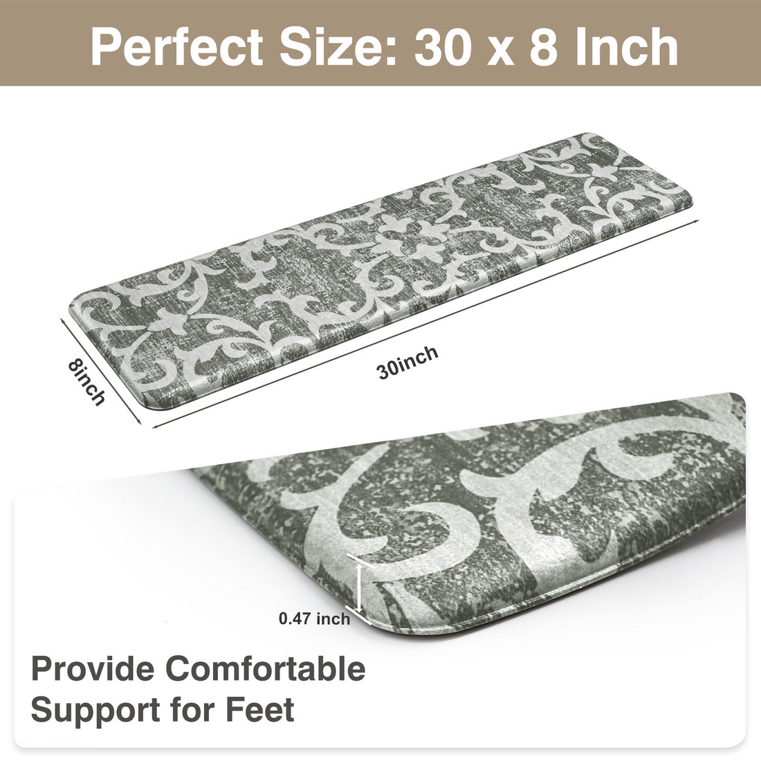 Staircase Step Treads Foam Stair Pads Cushioned  | 8" x 30" PVC Material(Set of 2,12)