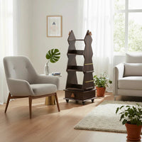 Kids Rotating Bookshelf, Wooden Mobile Children’s Book Rack, Floor Standing 360° Spin Bookcase with Wheels, Montessori Storage Organizer for Nursery, Bedroom & Playroom