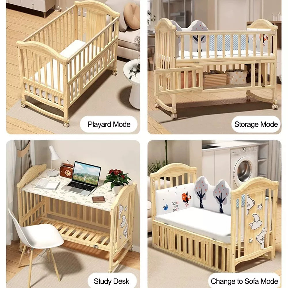 Pure Era Baby Crib Sets with Changing Table Infant Portable Crib