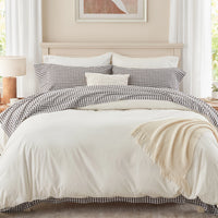 100% Washed Cotton Gingham Bed Sheet Set