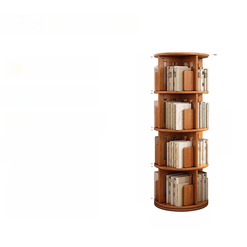 Solid Wood Rotating Bookshelf,Round Rotating Bookcase 360 Display,Floor Standing Bookcase for Kids & Adults,Corner Bookshelf