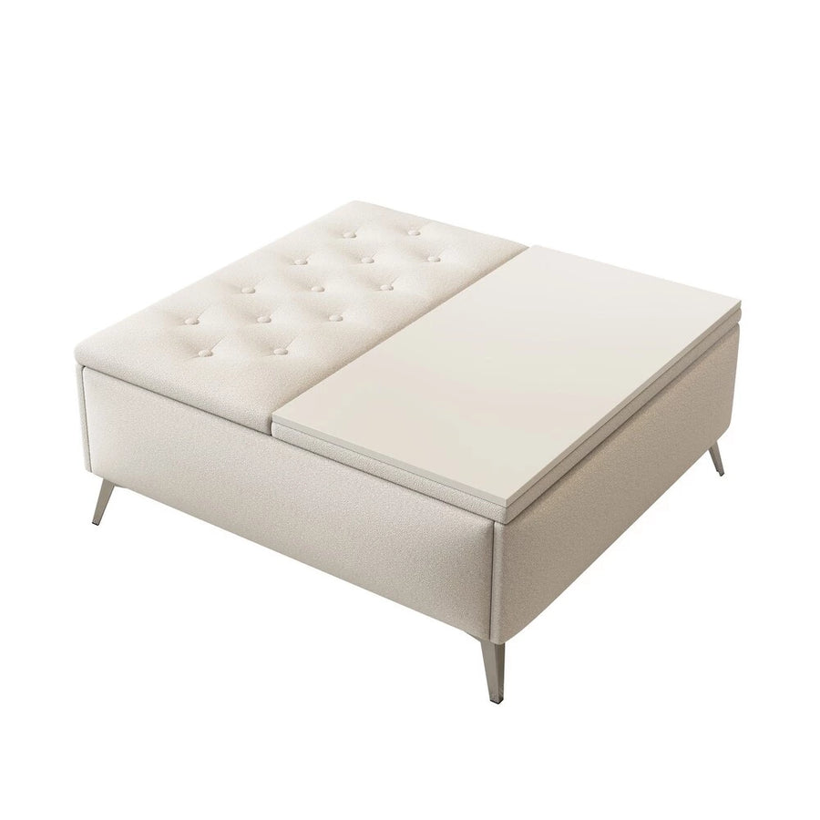 35 inch Wide Square storage benches Coffee Table with Lift Top Oversized Storage Ottoman in Upholstered for Living Room