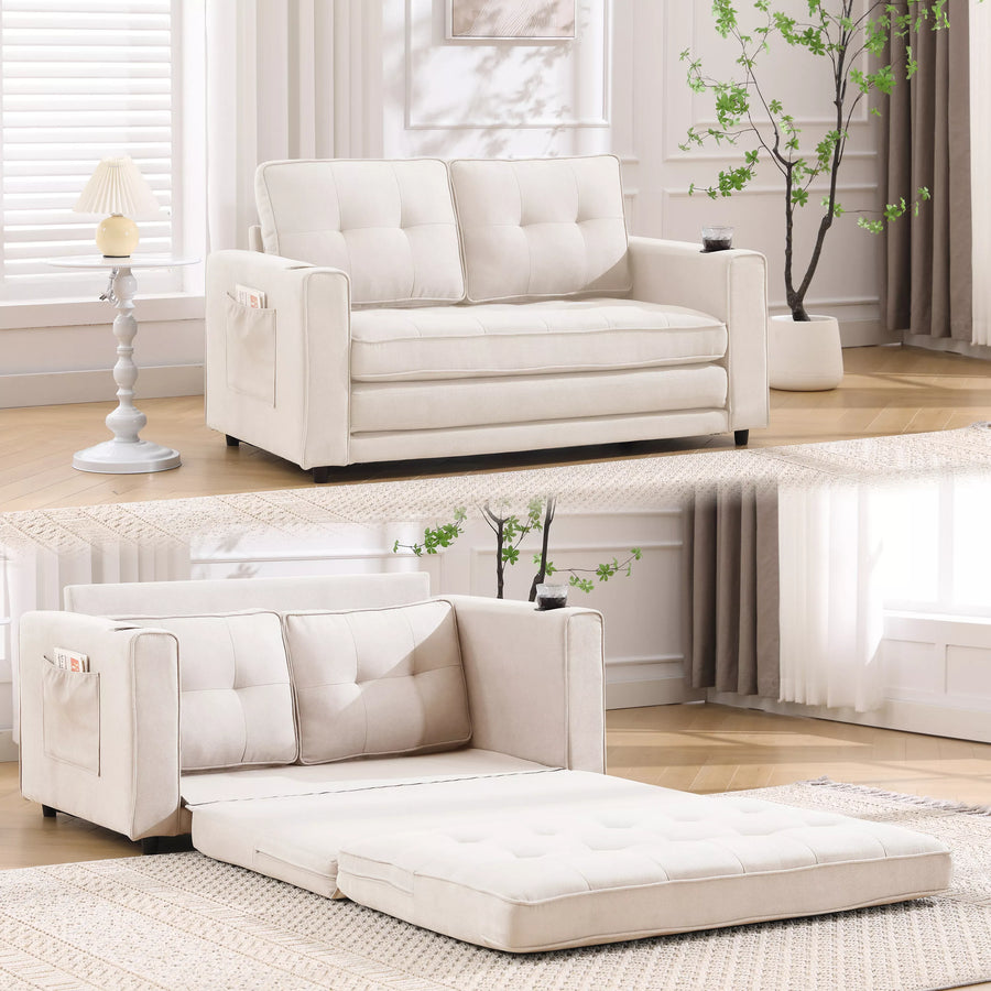 Folding Futon Sleeper Sofa with Pull Out Couch Bed,Modern Velvet Loveseat Sleeper Convertible to Full Size Floor Couches Bed for Living Room Bedroom Small Space