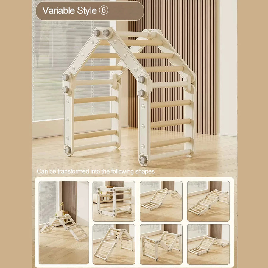 Foldable 3 in 1 Wooden Climbing Triangle Ladder Indoor Kids Play Gym Activity Climber Structure Toys