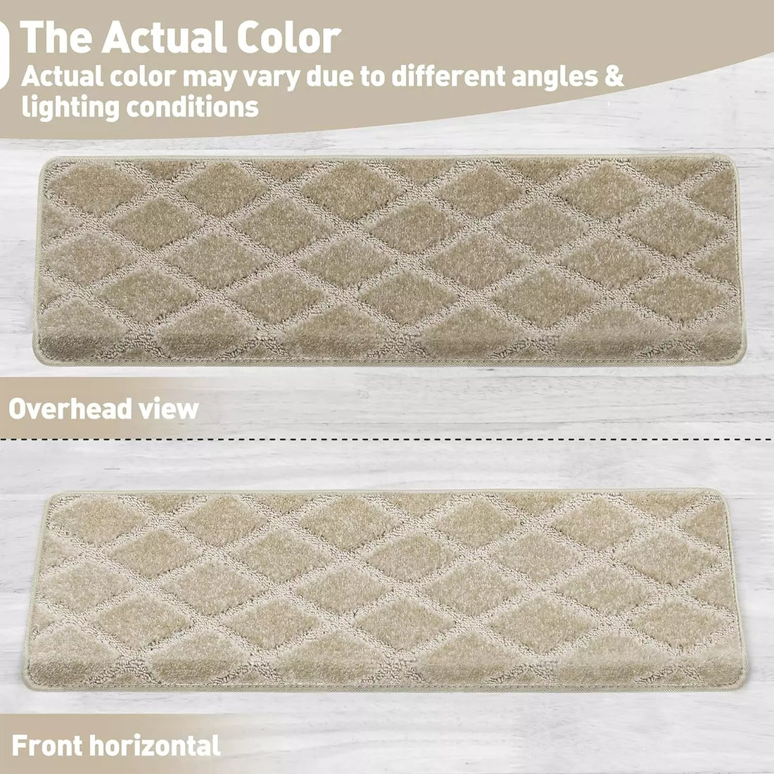 Bullnose Carpet Stair Treads Tape Free Non-Slip Indoor Stair Protectors Pet Friendly Stair Treads for Wooden Steps 9.5" x 30"x1.2" 14 Pieces,