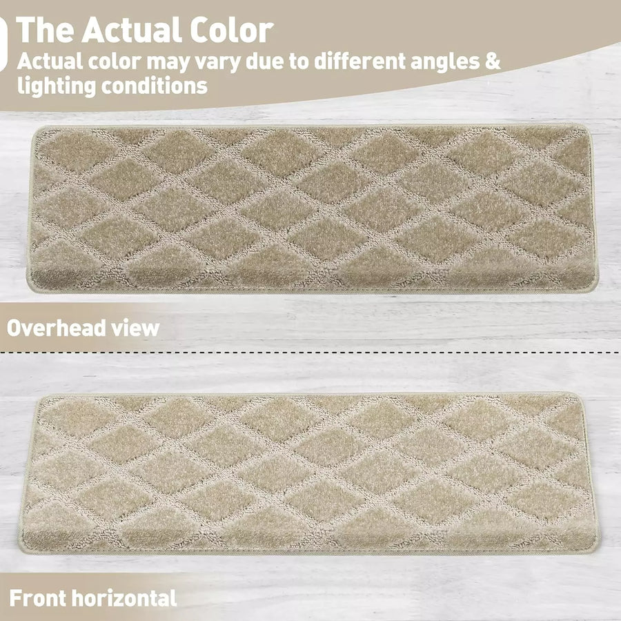 Bullnose Carpet Stair Treads Tape Free Non-Slip Indoor Stair Protectors Pet Friendly Stair Treads for Wooden Steps 9.5
