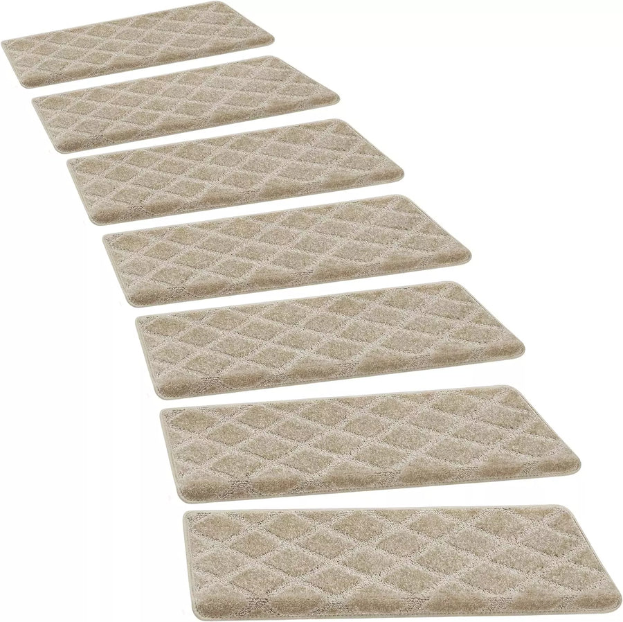 Bullnose Carpet Stair Treads Tape Free Non-Slip Indoor Stair Protectors Pet Friendly Stair Treads for Wooden Steps 9.5
