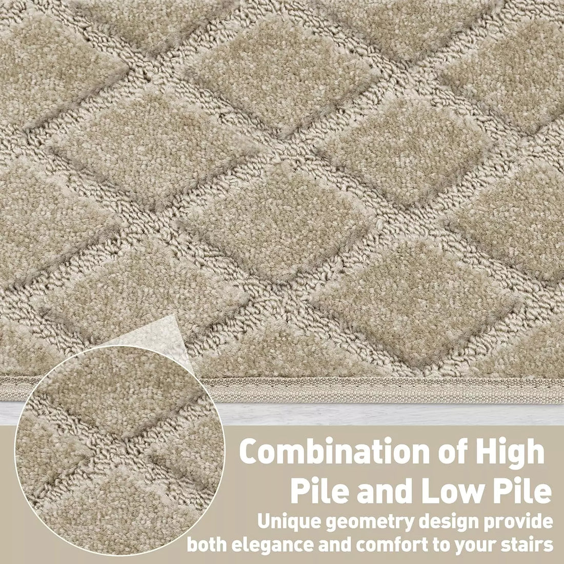 Bullnose Carpet Stair Treads Tape Free Non-Slip Indoor Stair Protectors Pet Friendly Stair Treads for Wooden Steps 9.5" x 30"x1.2" 14 Pieces,