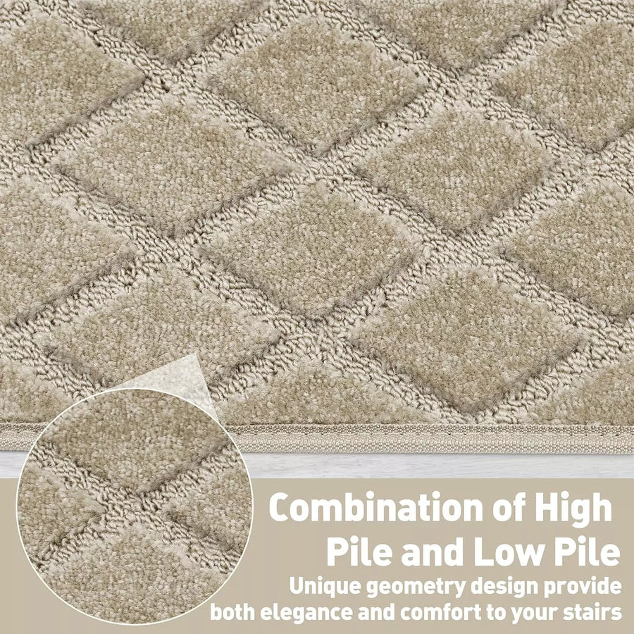 Bullnose Carpet Stair Treads Tape Free Non-Slip Indoor Stair Protectors Pet Friendly Stair Treads for Wooden Steps 9.5