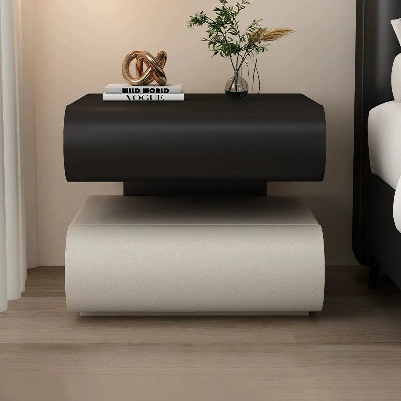 Modern Light Luxury Bedroom Nightstand — Cat-Scratch-Resistant Leather & Multi-Layer Solid Wood Construction, Dual-Drawer Design, Floating Storage Cabinet