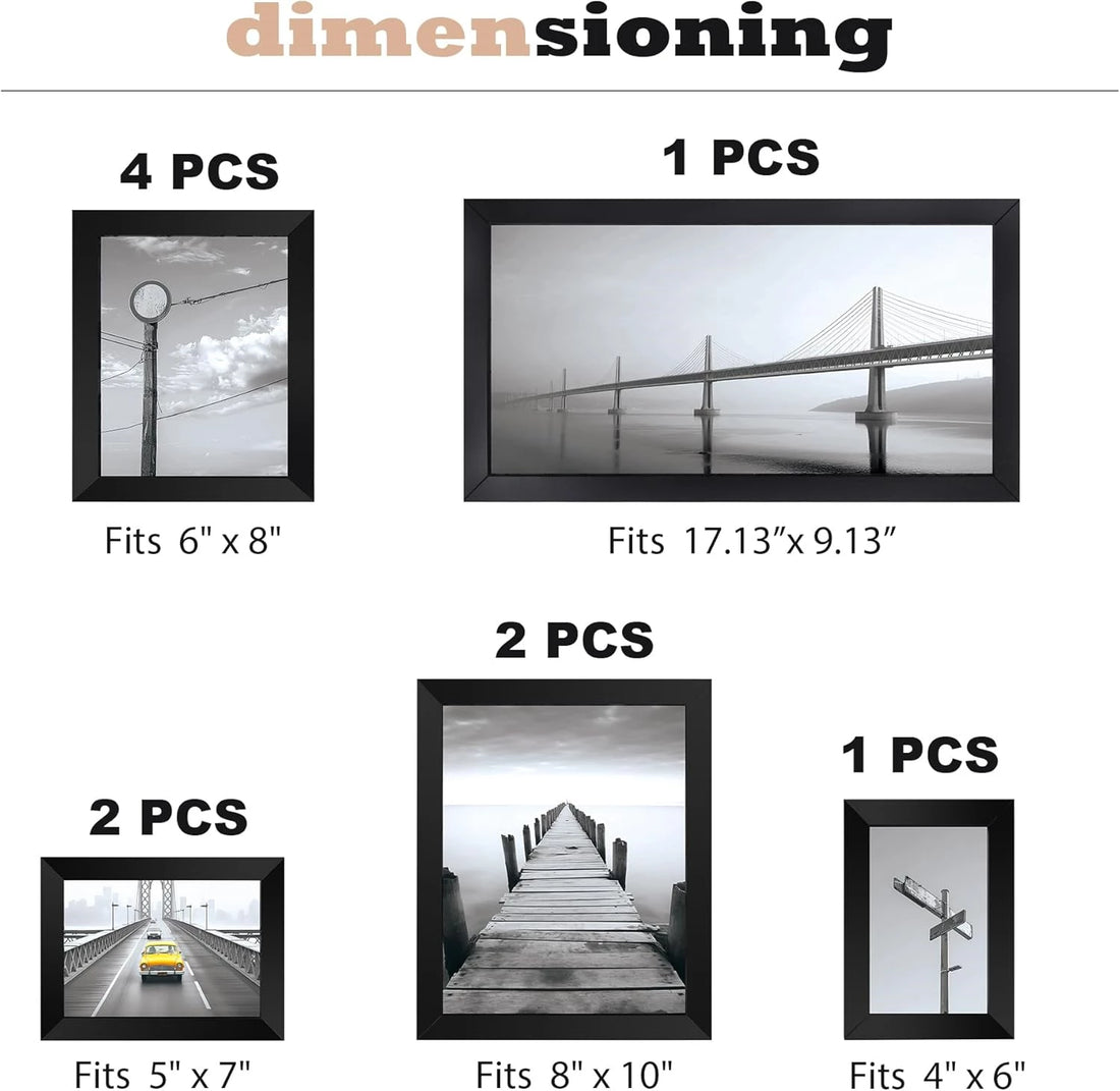 Picture Frames Collage Wall Decor, 10 Pack Gallery Wall Frame Set for Wall Mounting or Tabletop Display
