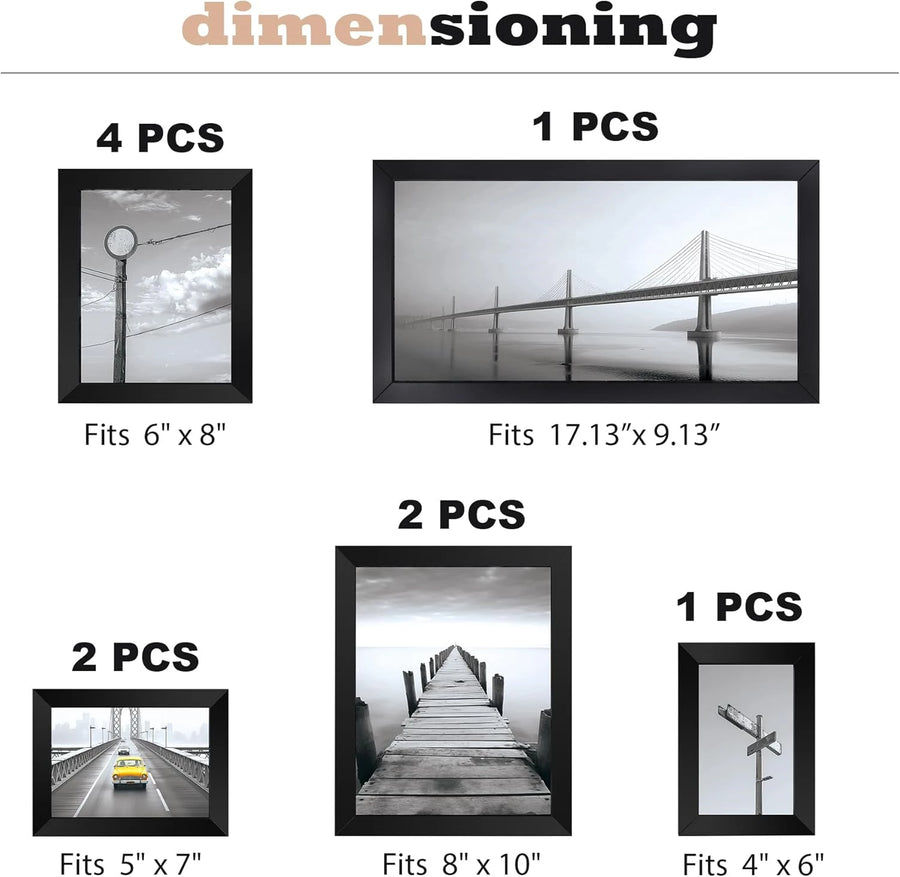 Picture Frames Collage Wall Decor, 10 Pack Gallery Wall Frame Set for Wall Mounting or Tabletop Display
