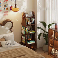 Kids Rotating Bookshelf, Wooden Mobile Children’s Book Rack, Floor Standing 360° Spin Bookcase with Wheels, Montessori Storage Organizer for Nursery, Bedroom & Playroom