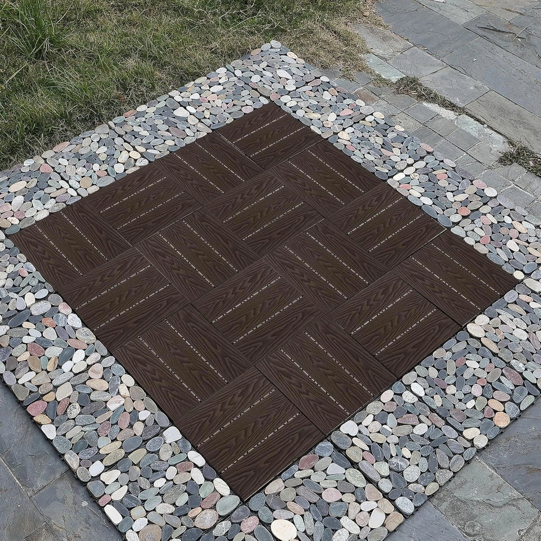 Interlocking Composite Decking Patio Tiles (Pack of 5,10)