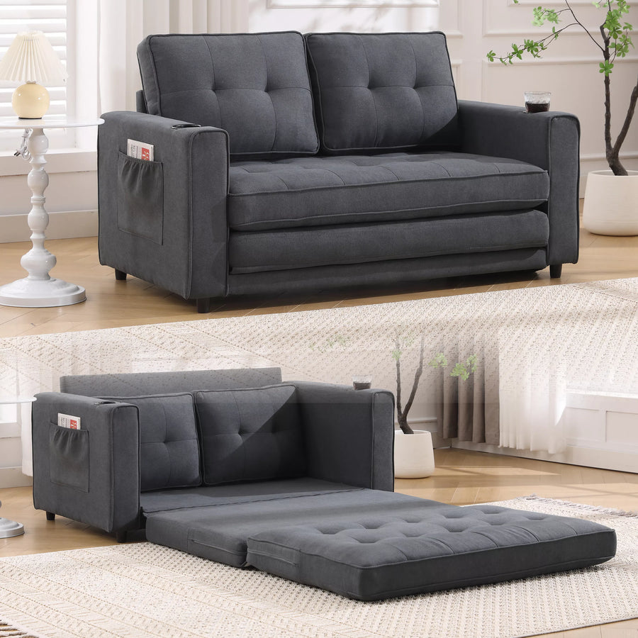 Folding Futon Sleeper Sofa with Pull Out Couch Bed,Modern Velvet Loveseat Sleeper Convertible to Full Size Floor Couches Bed for Living Room Bedroom Small Space