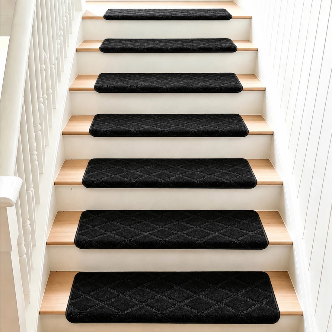 Bullnose Carpet Stair Treads | Tape Free Non-Slip(Set of 14,7,2) Multiple Colour