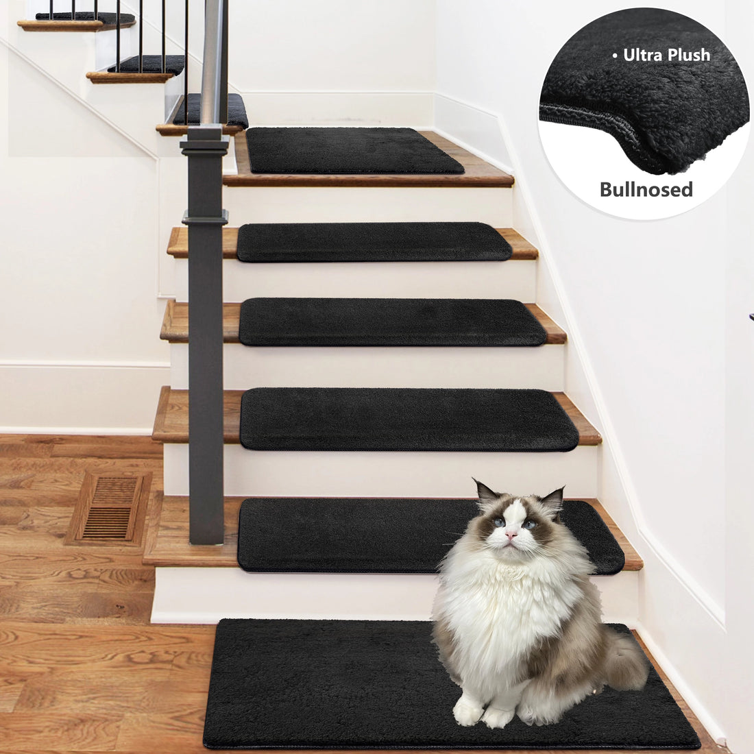 Bullnose Carpet Stair Treads | Ultra Plush Soft (Set of 15,14,7,2)