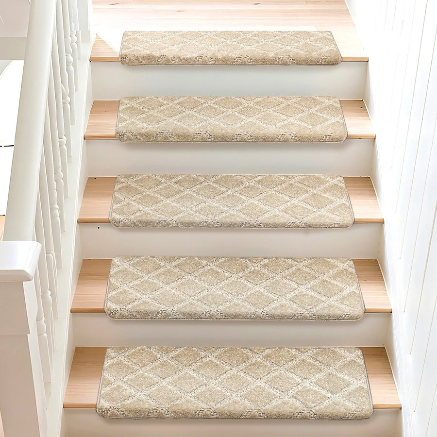 Bullnose Carpet Stair Treads | Tape Free Non-Slip(Set of 14,7,2) Multiple Colour