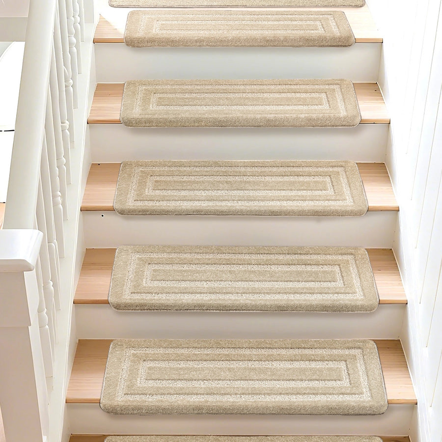 Bullnose Carpet Stair Treads | Tape Free Non-Slip(Set of 14,7,2) Multiple Colour