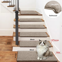 Bullnose Carpet Stair Treads | Ultra Plush Soft (Set of 15,14,7,2)