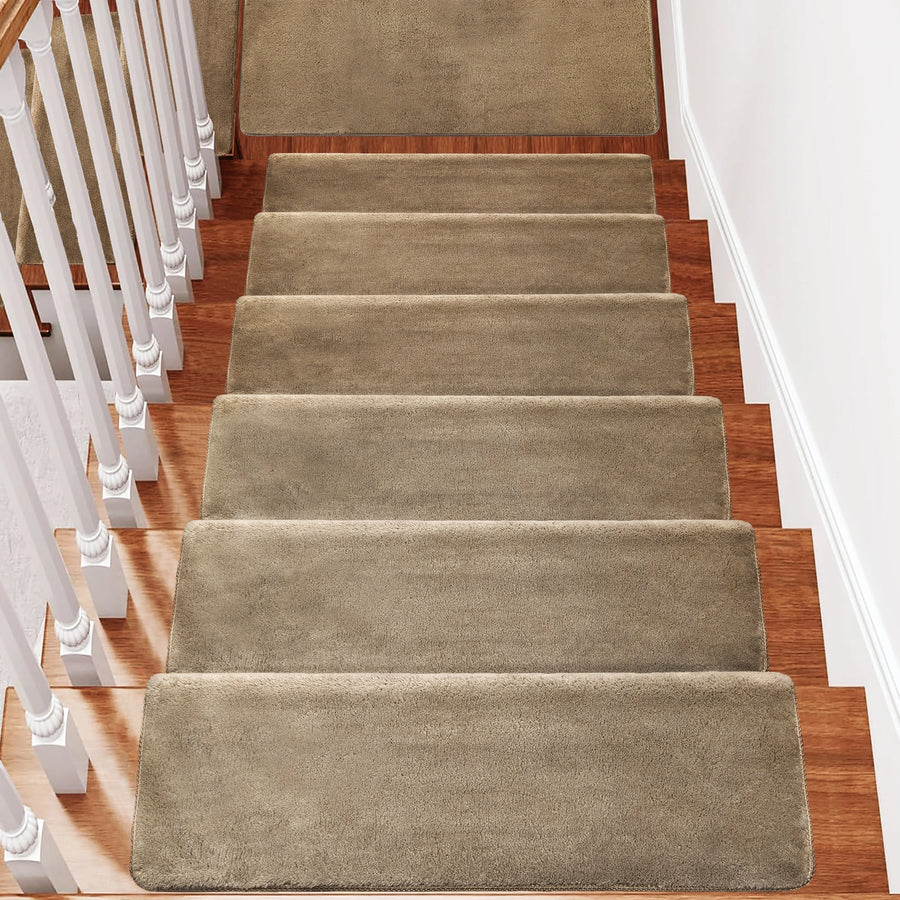 Bullnose Carpet Stair Treads | Ultra Plush Soft (Set of 15,14,7,2)