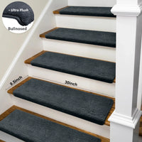Bullnose Carpet Stair Treads | Ultra Plush Soft (Set of 15,14,7,2)