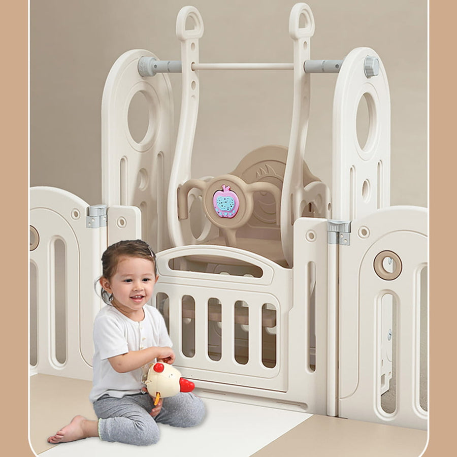 Foldable Infant Play Yard with House Baby Playpen and Matching Toys | Star-Moon