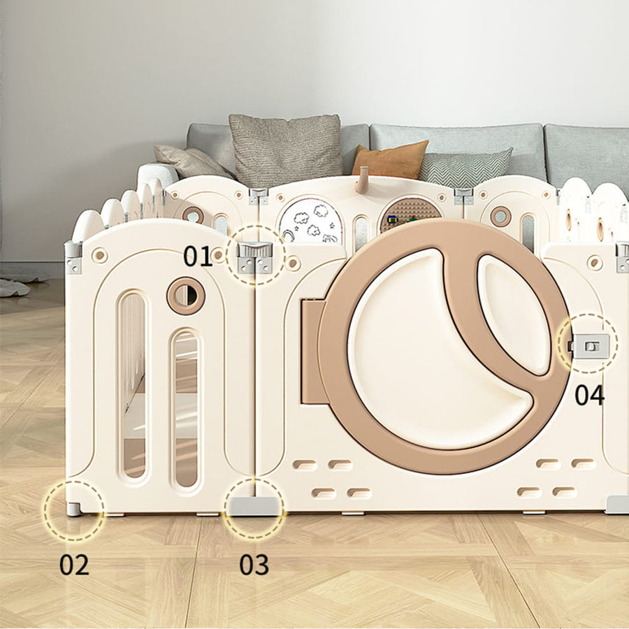 Foldable Infant Play Yard with House Baby Playpen and Matching Toys | Star-Moon