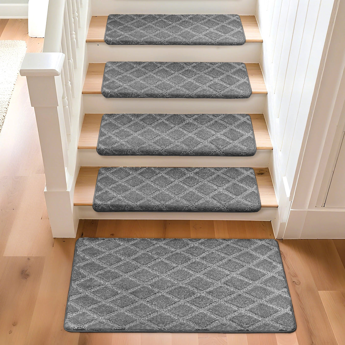 Bullnose Carpet Stair Treads | Tape Free Non-Slip(Set of 14,7,2) Multiple Colour
