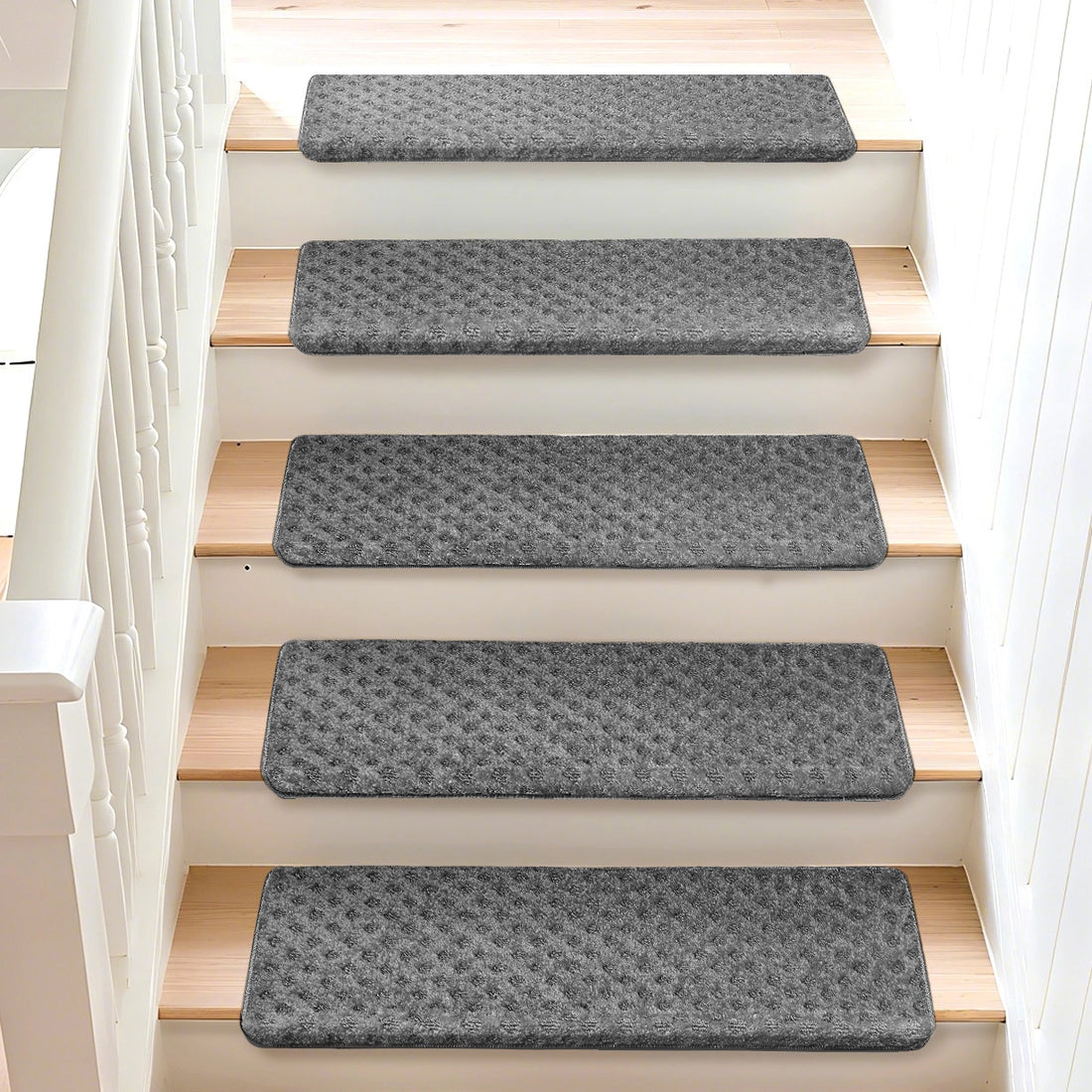 Bullnose Carpet Stair Treads | Tape Free Non-Slip(Set of 14,7,2) Multiple Colour