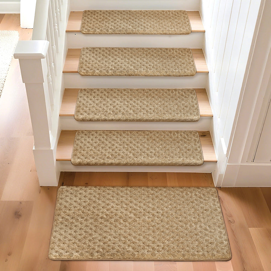 Bullnose Carpet Stair Treads | Tape Free Non-Slip(Set of 14,7,2) Multiple Colour