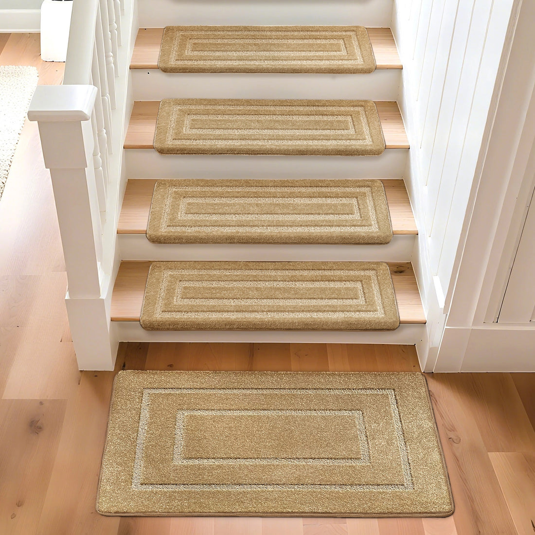 Bullnose Carpet Stair Treads | Tape Free Non-Slip(Set of 14,7,2) Multiple Colour