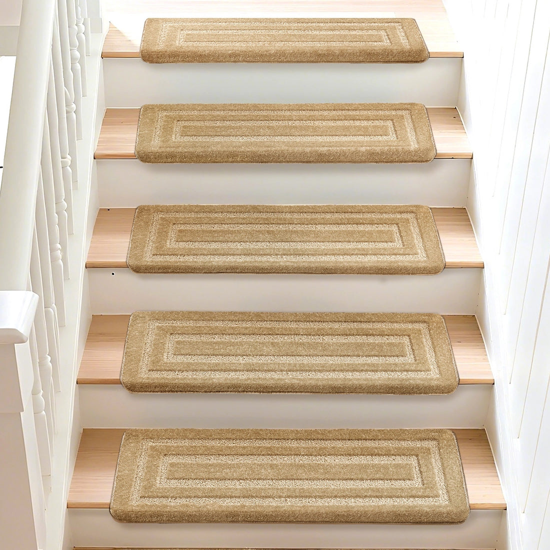 Bullnose Carpet Stair Treads | Tape Free Non-Slip(Set of 14,7,2) Multiple Colour