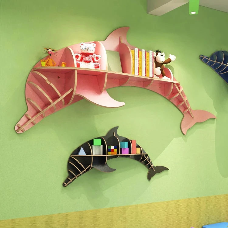 Kids Creative Dolphin Bookshelf Locker Wooden