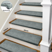 Bullnose Carpet Stair Treads | Ultra Plush Soft (Set of 15,14,7,2)