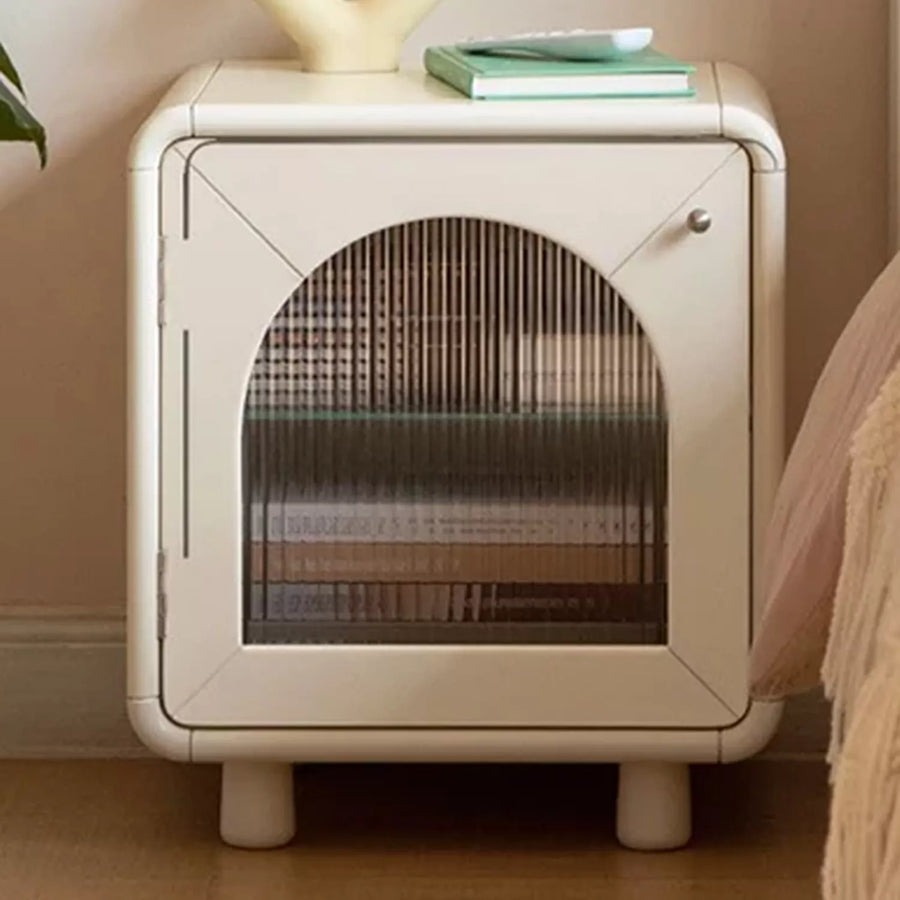 Rubber wood, Poplar solid wood Light nightstand cream style