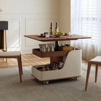 Mobile Adjustable Height Side Table with Sintered Stone Top, Modern Coffee Table for Living Room