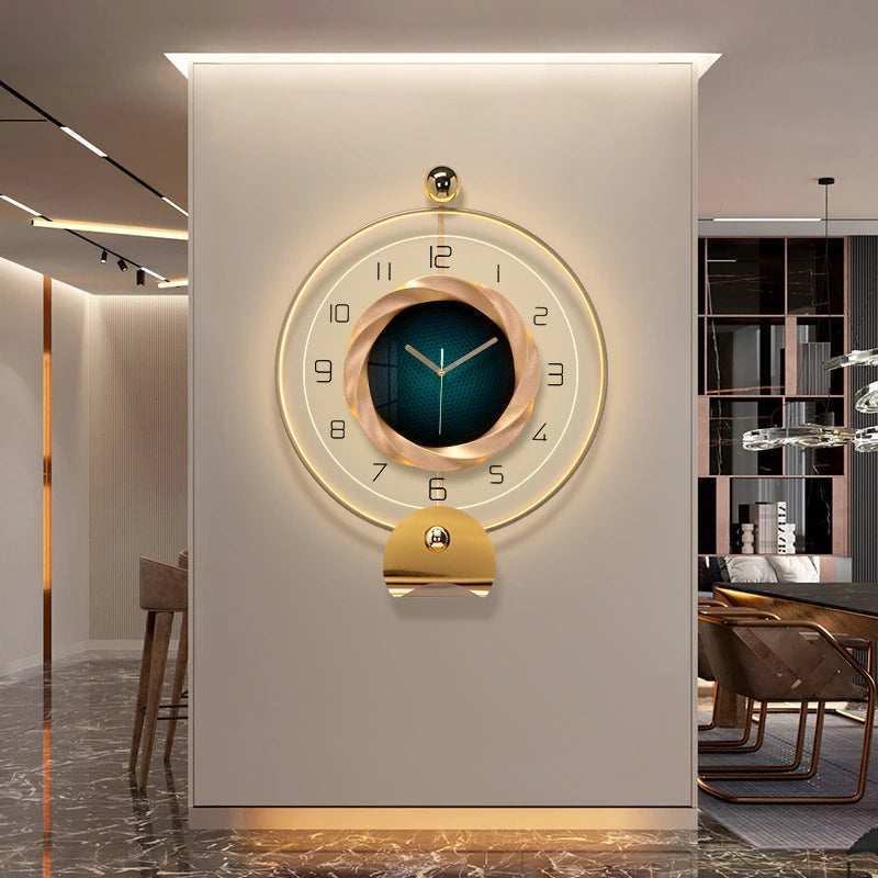 25.6in Retro Simple Decoration Wall Clock Modern Night Light Wall Clock Light Luxury Fashion Home Wall Clock Battery Operated Easy to Read for Wall