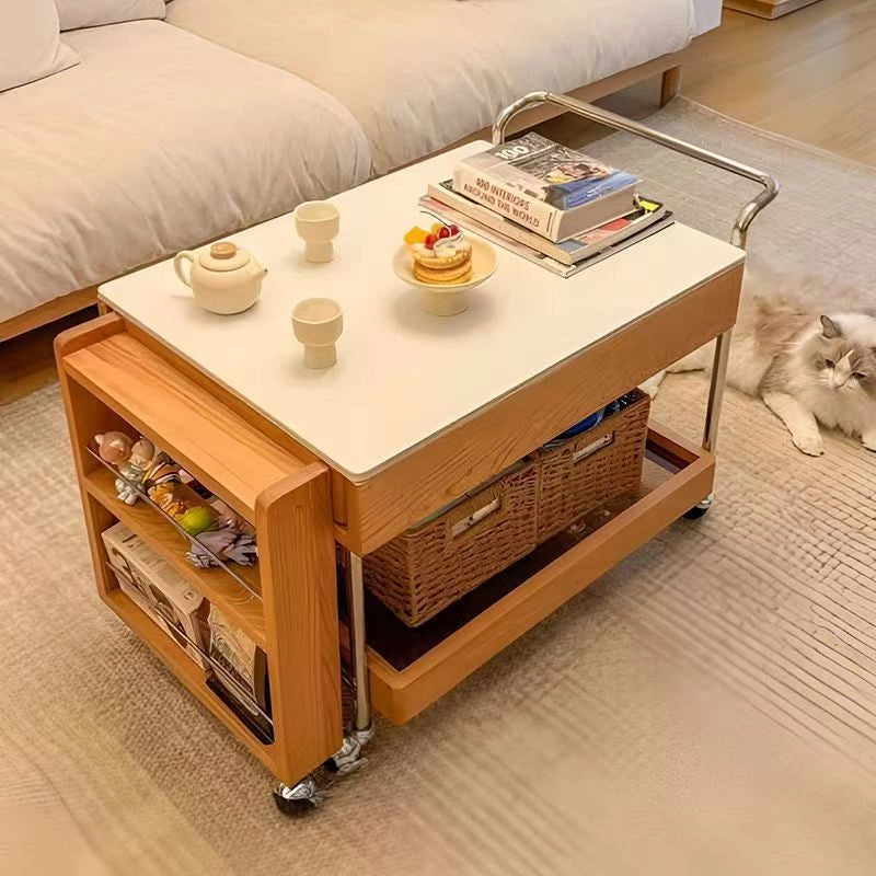 Multifunctional Coffee Table with Storage – Extendable Rolling Coffee Table for Small Living Room