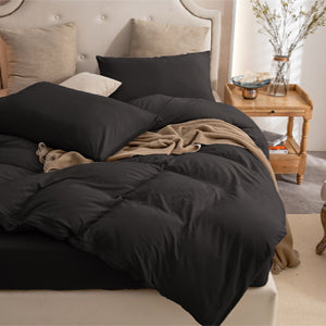 Jersey Duvet Cover Set-Black