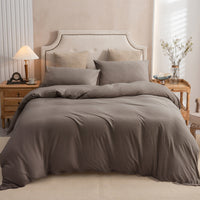 Jersey Duvet Cover Set - Printed Coffee