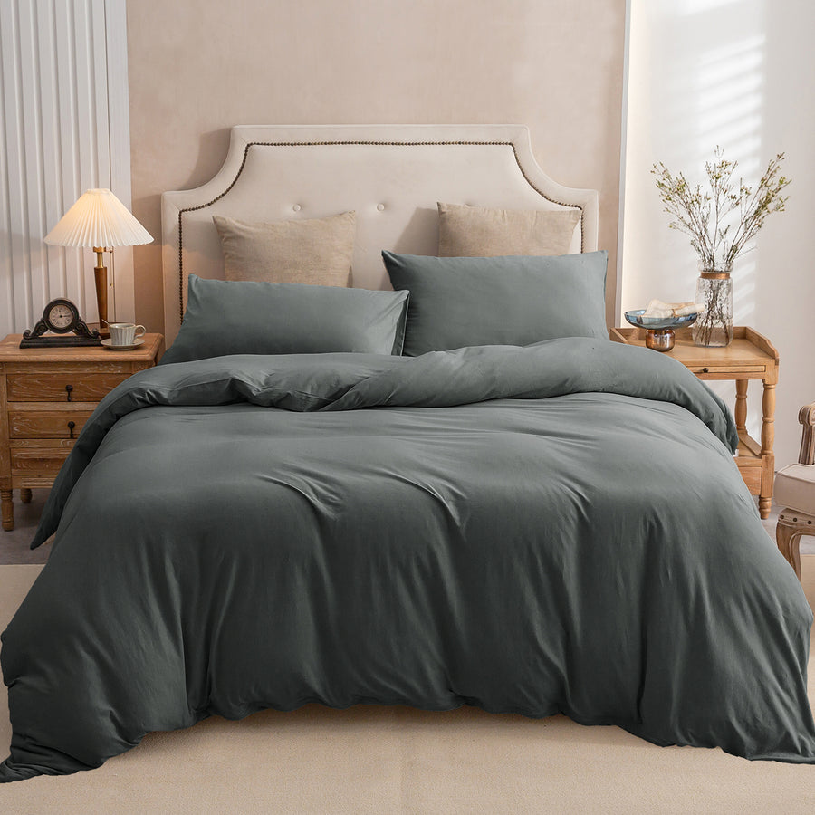 Jersey Duvet Cover Set -Printed Gray