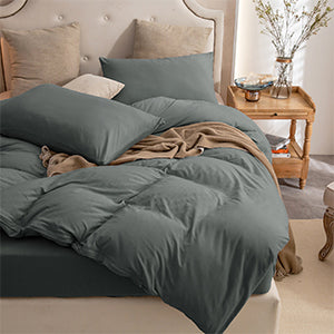 Jersey Duvet Cover Set -Printed Gray