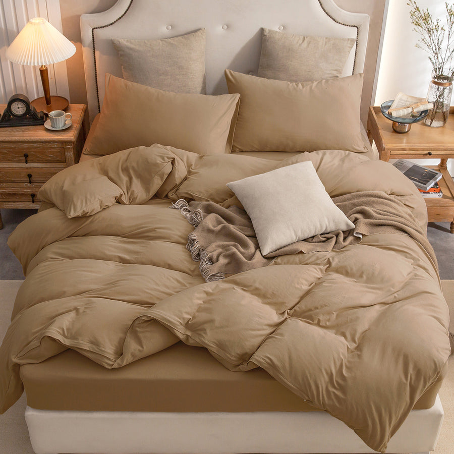 Jersey Duvet Cover Set-toffee (loanword)