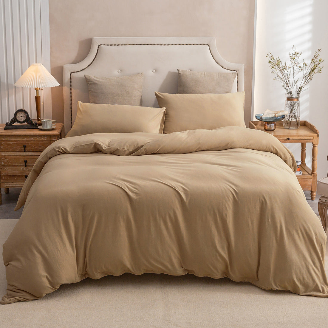 Jersey Duvet Cover Set-toffee (loanword)